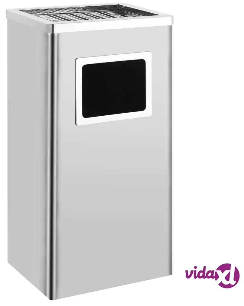 vidaXL Pattumiera con Posacenere da Albergo 45 L Acciaio Inox