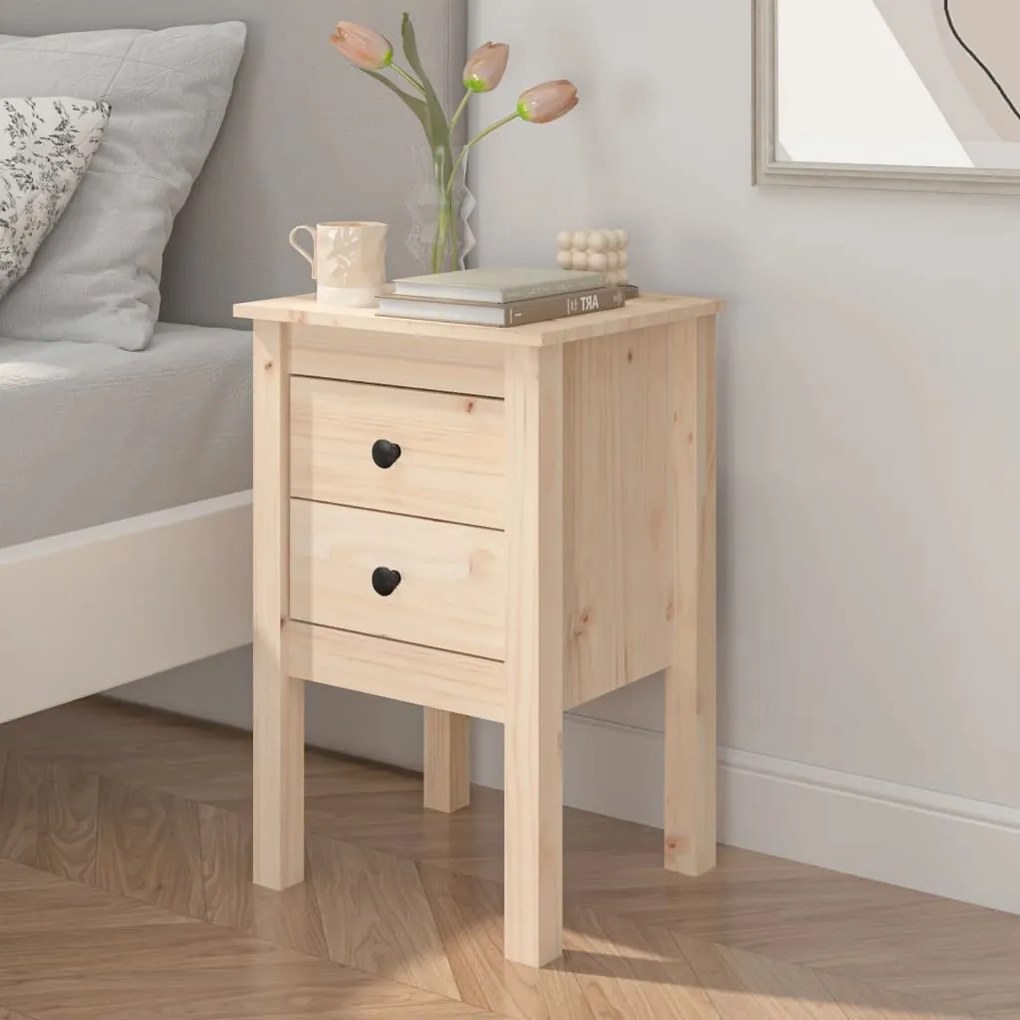 Comodino 40x35x61,5 Cm İn Legno Massello Di Pino /