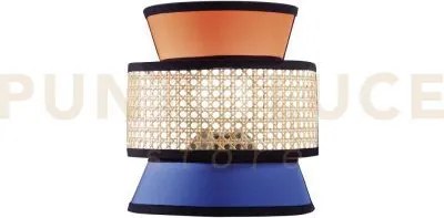 Applique a parete gazebo arancione blu rattan naturale 1 luce attac...