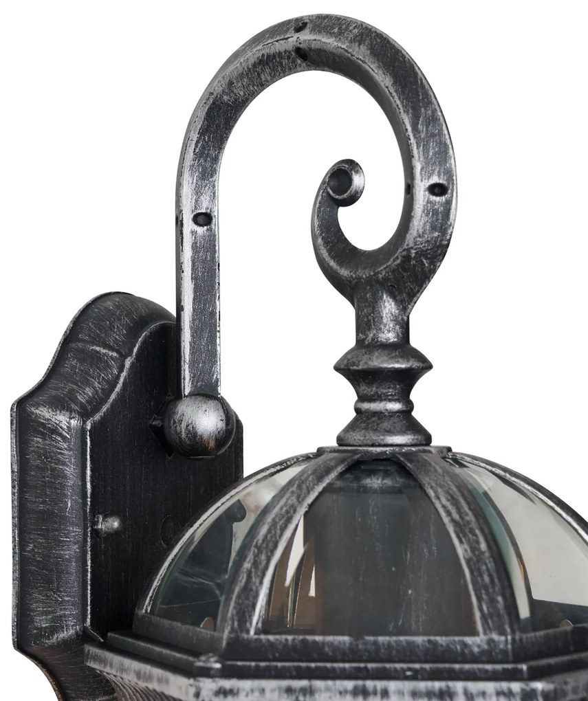Lampada da parete da esterno classica argento antico IP44 - Glasgow