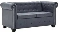 Divano Chesterfield a 2 Posti in Finta Pelle Scamosciata Grigia 247131