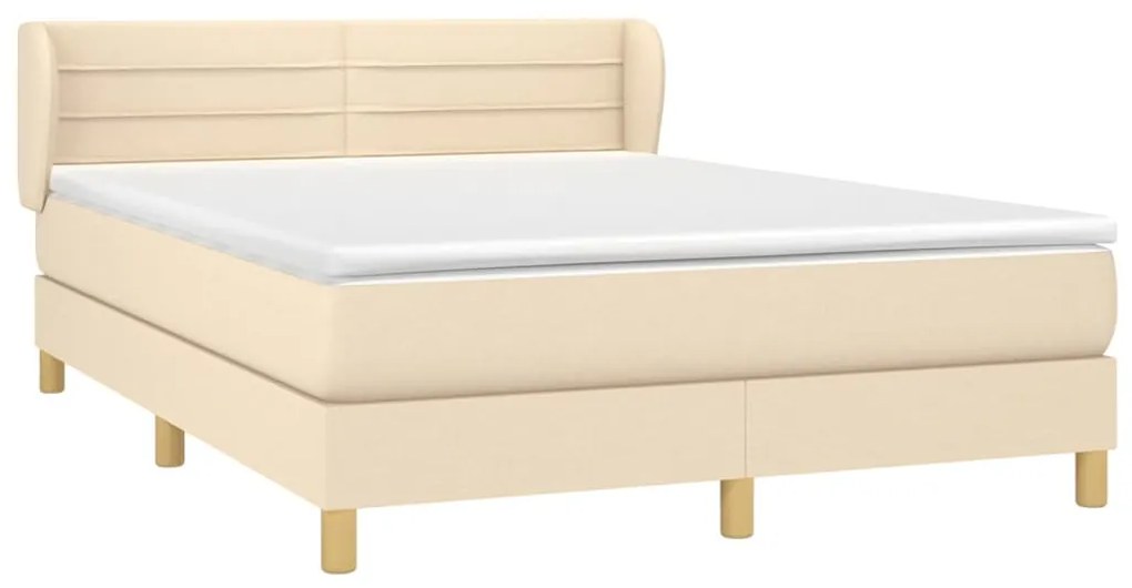 Giroletto a molle con materasso crema 140x200 cm in tessuto