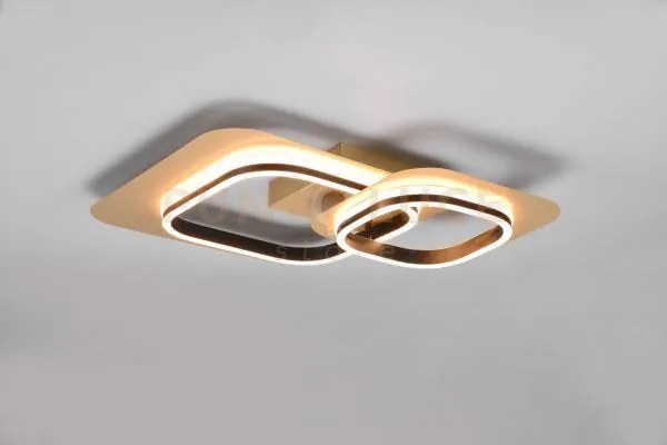 Lugo plafoniera led 28w 3400lm, 3000k doppio quadrato metallo oro c...