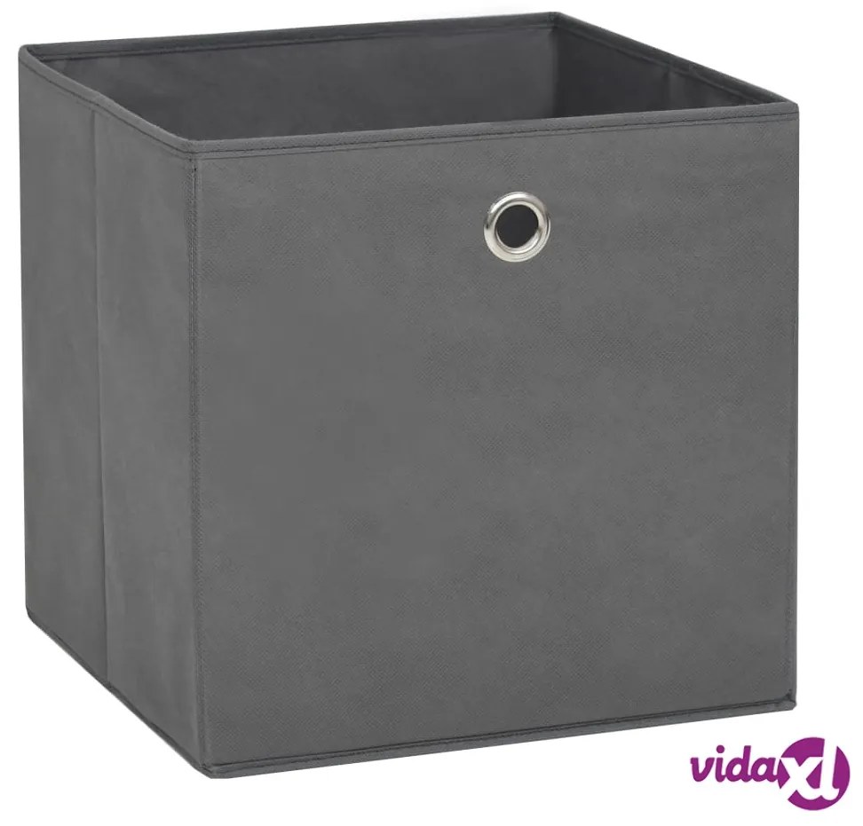 vidaXL Contenitori 10 pz in Tessuto non Tessuto 28x28x28 cm Grigio