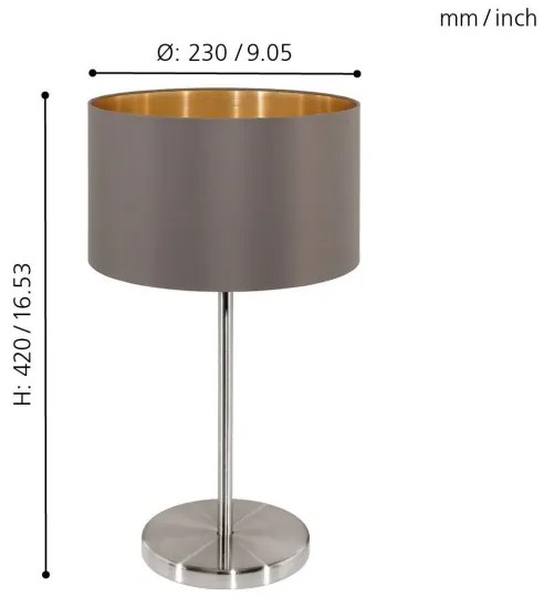 Eglo 31631 - Lampada da tavolo MASERLO 1xE27/60W/230V
