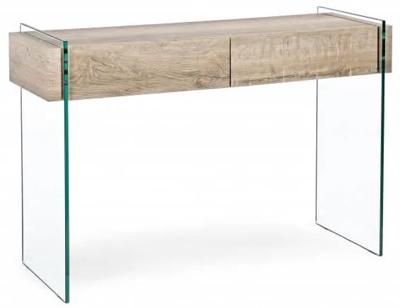 Consolle 2 cassetti KENYA in vetro e legno nobilitato 110X40 cm