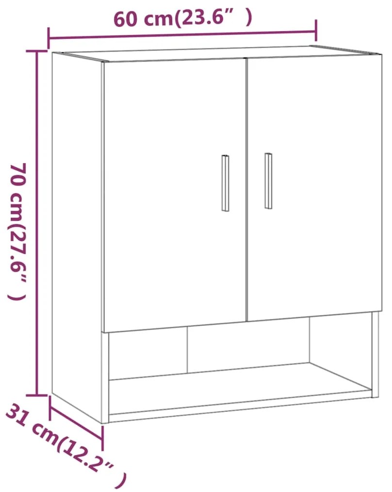 Armadietto a Muro Grigio Sonoma 60x31x70cm in Legno Multistrato