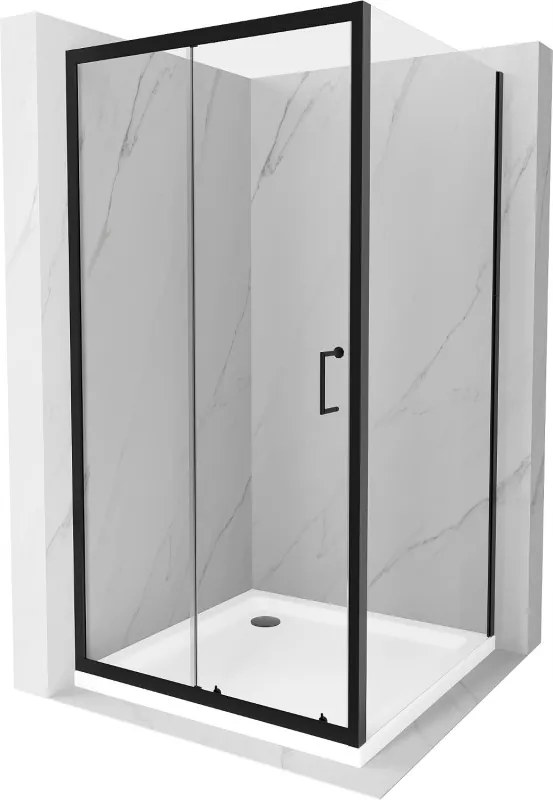 Mexen Apia cabina doccia scorrevole 90 x 90 cm, trasparente, nero + piatto Flat, bianco- 840-090-090-70-00-4010B