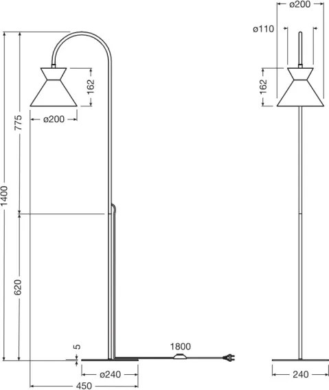 Osram - Lampada da terra DECOR WAIST 1xE27/40W/230V nera