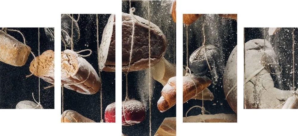 Quadri 5 pezzi – Pane appeso a una corda