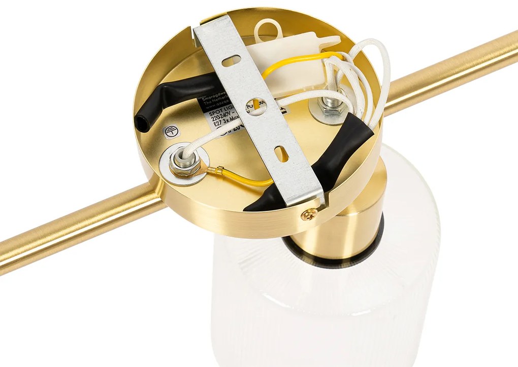 Faretto da soffitto dorato con vetro 3 luci orientabile - Laura