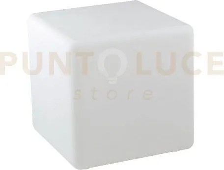 Lume da giardino geco cubo bianco 1 luce attacco e27 ip65 50x50x50cm