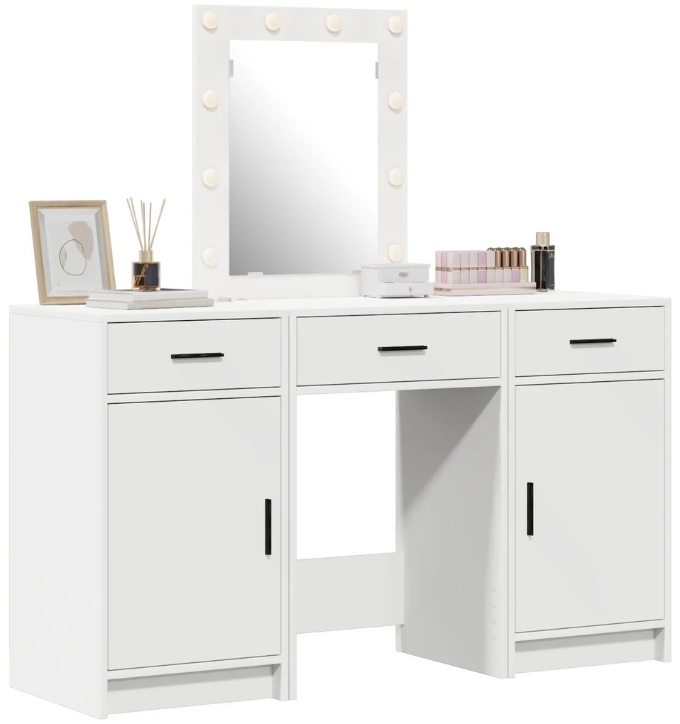 Set di toletta 3 pezzi con led in legno ingegnerizzato bianco
