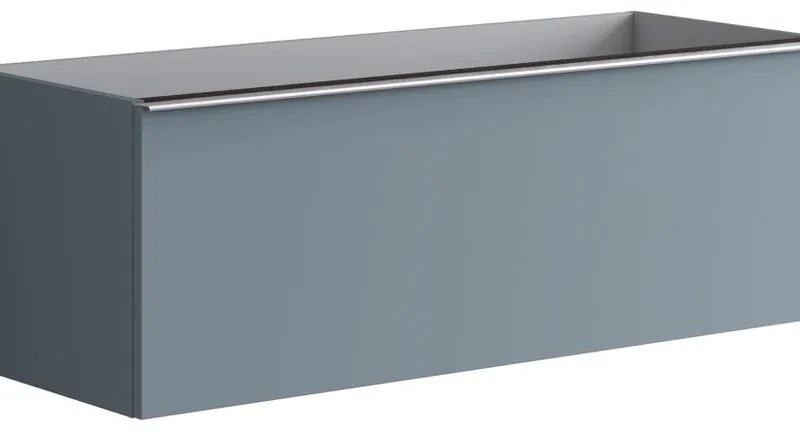 Mobile da bagno sospeso sotto lavabo L 120 x H 40 x P 45.5 cm blu laccato opaco, 1 cassetto Pixel plain