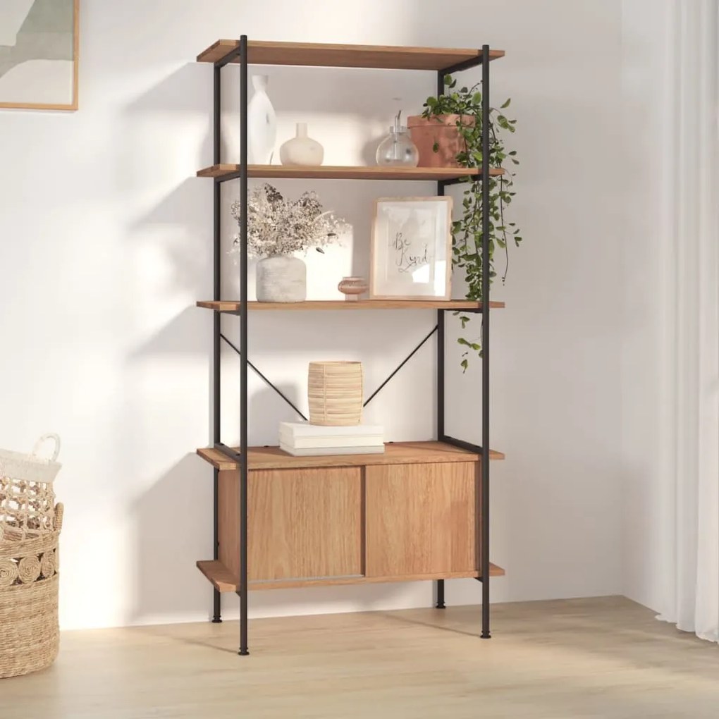 Scaffalatura 5 Livelli Con Mobile 80x40x163 Cm Acciaio E Legno /