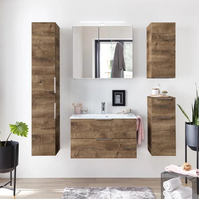 Colonna per mobile bagno Madeo PELIPAL 2 ante P 33 x L 30 x H 168 cm rovere ribbeck