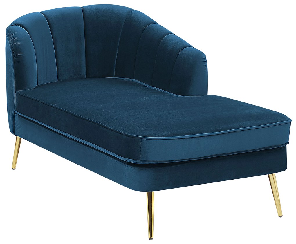 Chaise longue velluto blu marino sinistra ALLIER Beliani