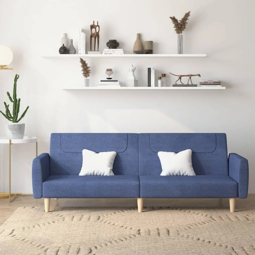 Divano Letto A 2 Posti Blu İn Tessuto /