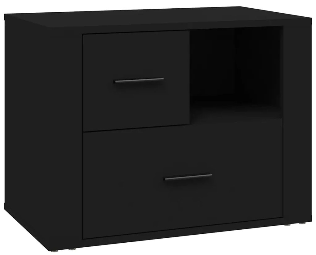 Comodino nero 60x36x45 cm in legno multistrato