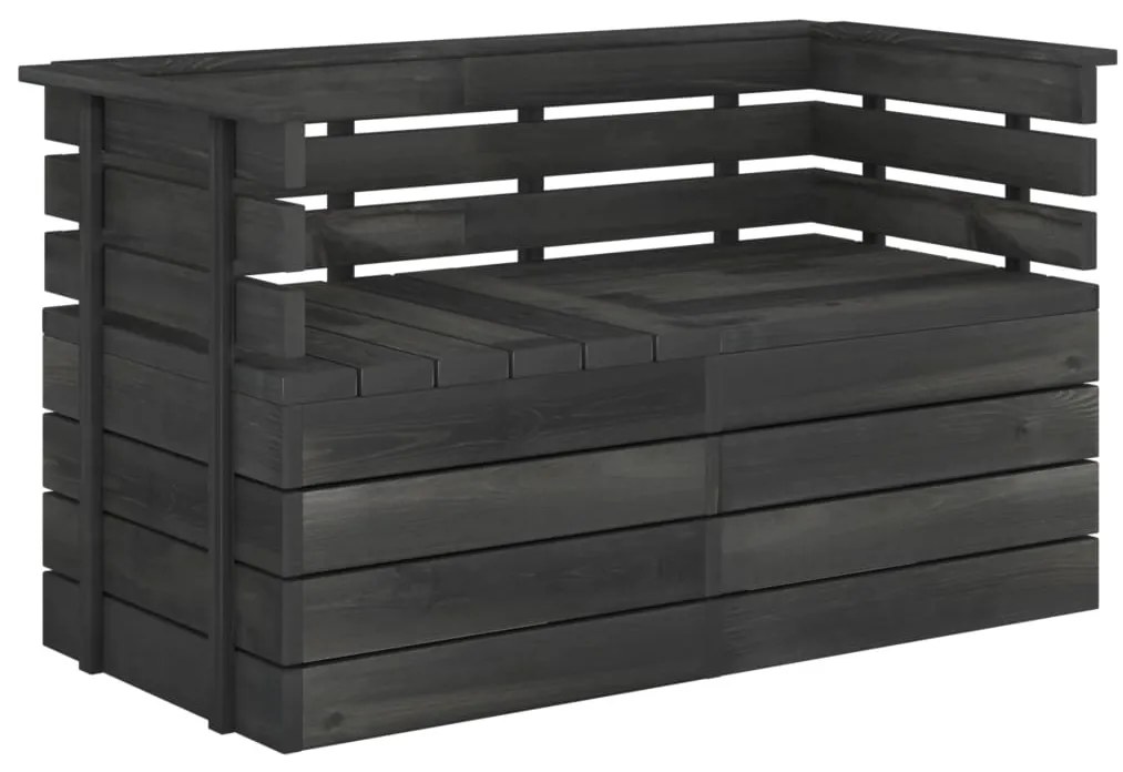 Divano da Giardino 2 Posti su Pallet Grigio Scuro Massello Pino