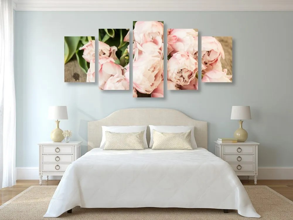 Quadri 5 pezzi – Bouquet romantico