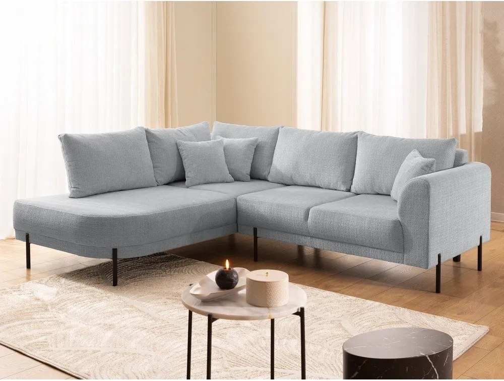 Divano angolare grigio chiaro (con penisola a sinistra/a L) con rivestimento in ciniglia Mauris – Ropez