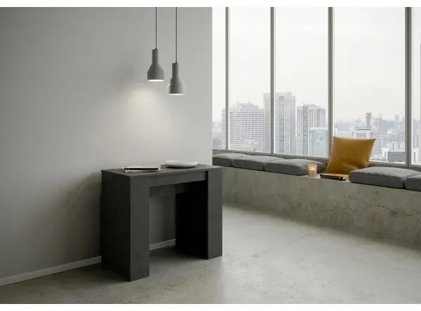 Consolle 90x48 cm allungabile a 204 cm BASIC SMALL Antracite Spatolato