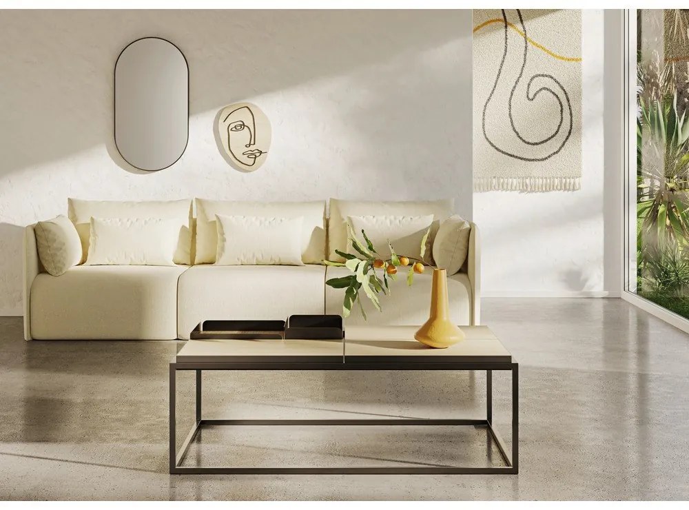 Tavolino con piano in rovere nero e naturale 75x120 cm Douro - TemaHome