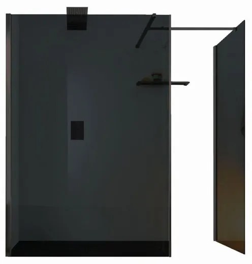 Box doccia walk-in L 68 x H 200 cm, vetro 6 mm fumé nero