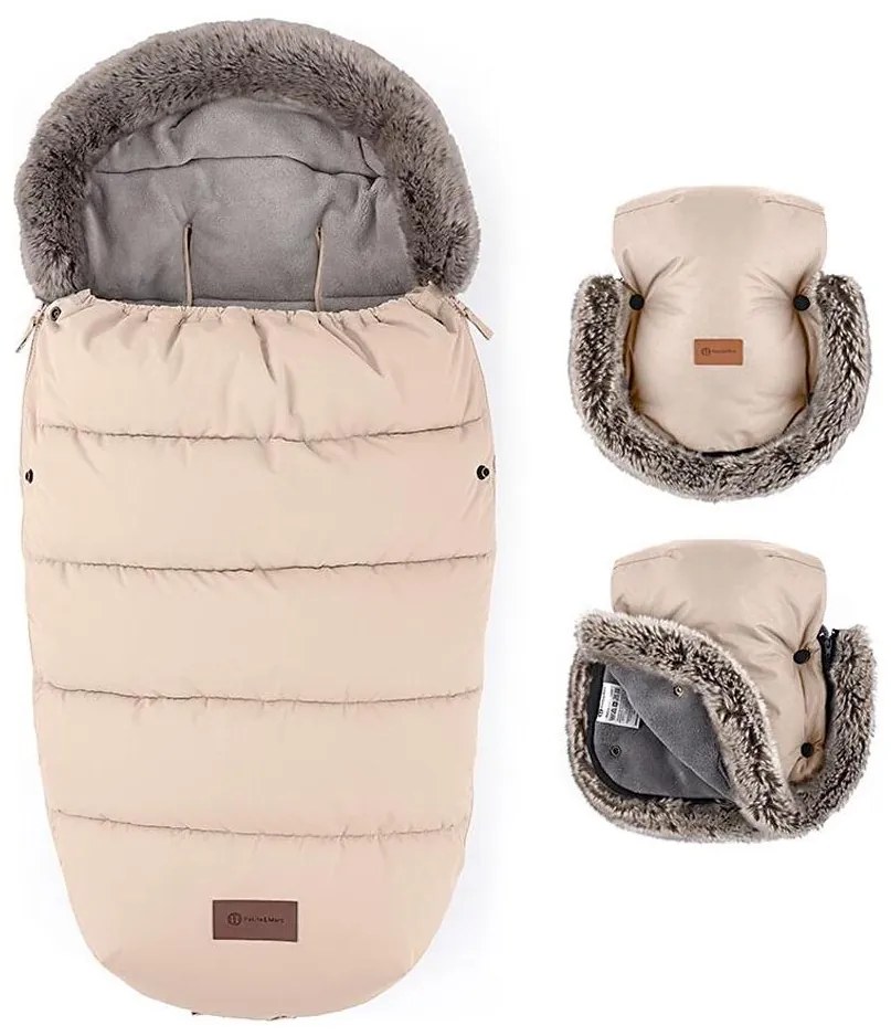 PETITE&amp;MARS - SET Coprigambe per bambini 4in1 COMFY + stroller mano muffs Rosa Petal