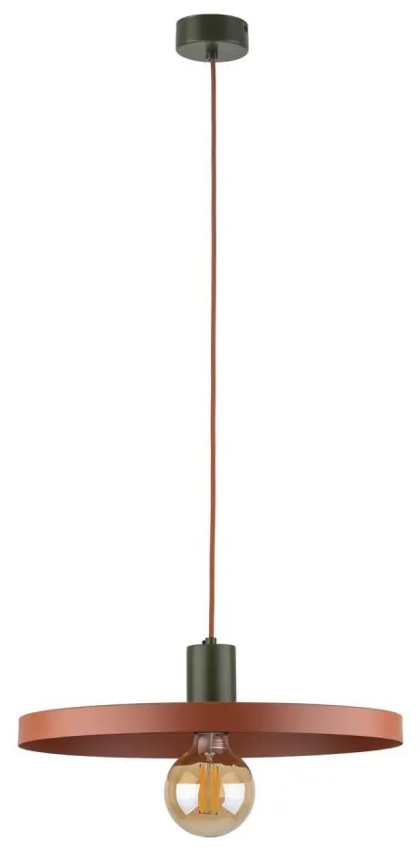 Lampadario a sospensione con filo SILA 1xE27/15W/230V diametro 40 cm color mattone/verde