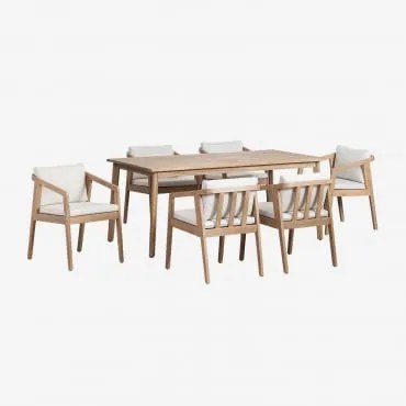 Set Tavolo Rettangolare (180x90 Cm) E 6 Sedie Da Giardino In Legno Di Acacia Kaela Acacia Marrone - Sklum