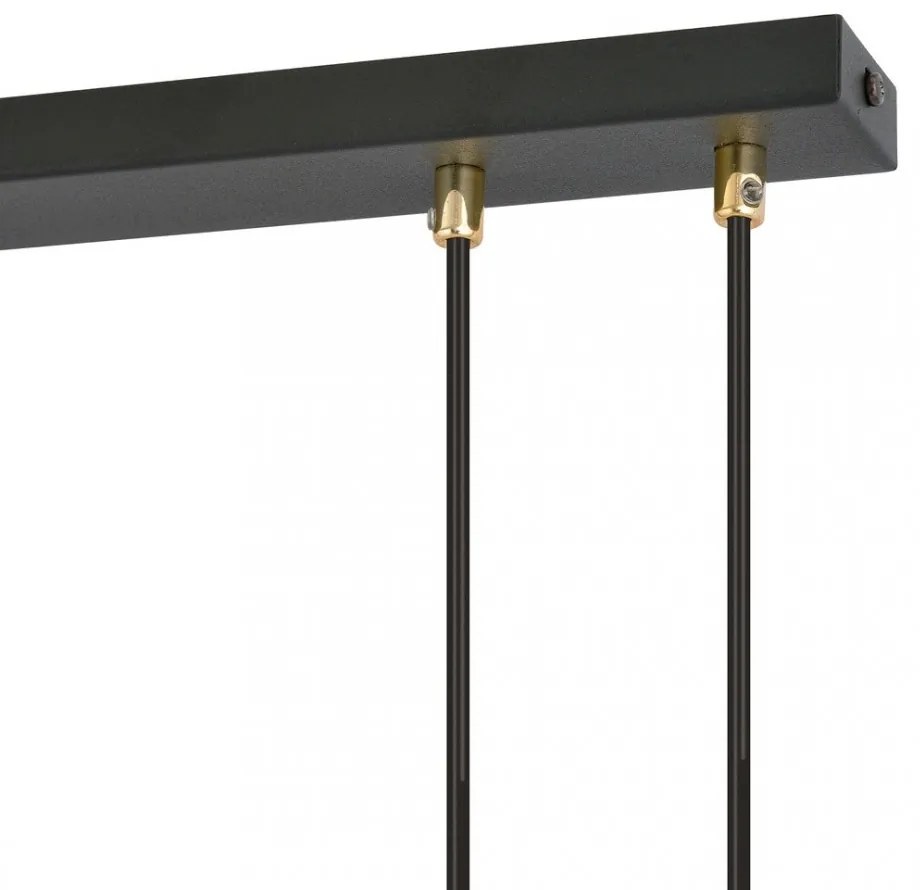 Lampadario a Sospensione in Acciaio e Vetro GLAM 4 Nero 4xE14 Colore del corpo Nero e Oro