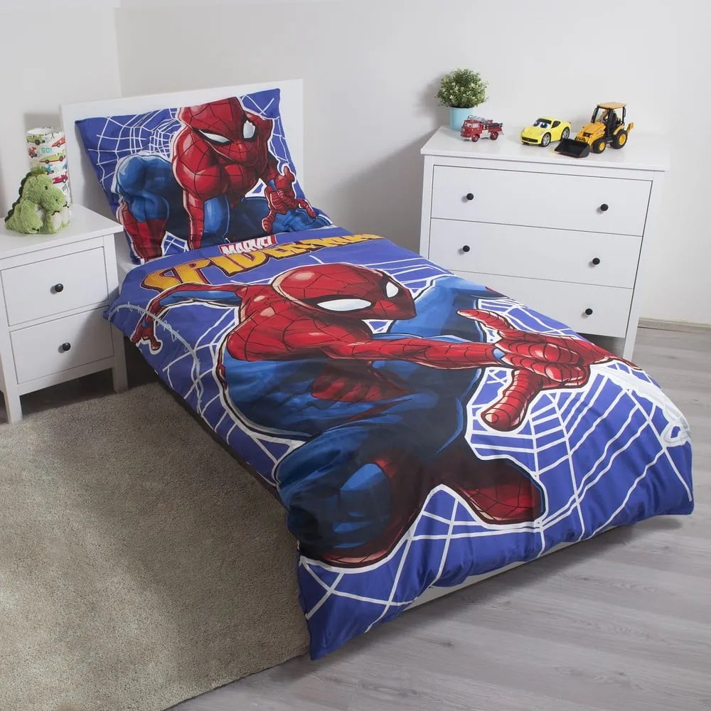 Biancheria da letto per bambini con effetto fosforescente rossa/blu in cotone per letto singolo 140x200 cm Spider-man – Jerry Fabrics