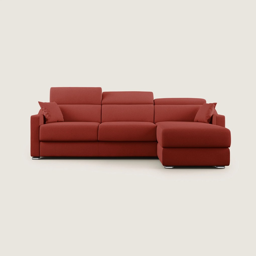Amber divano letto angolare in tessuto smacchiabile T05 rosso