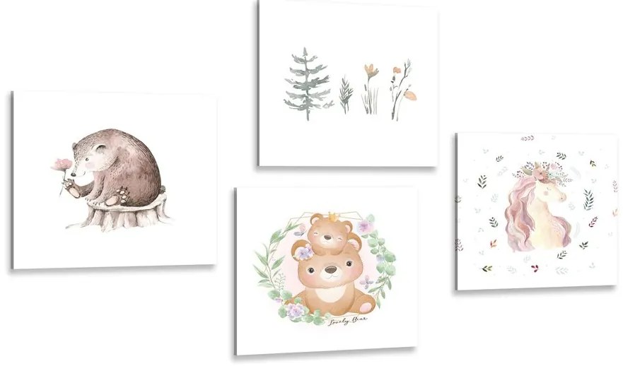 Set di quadri – Animali in tonalità tenui