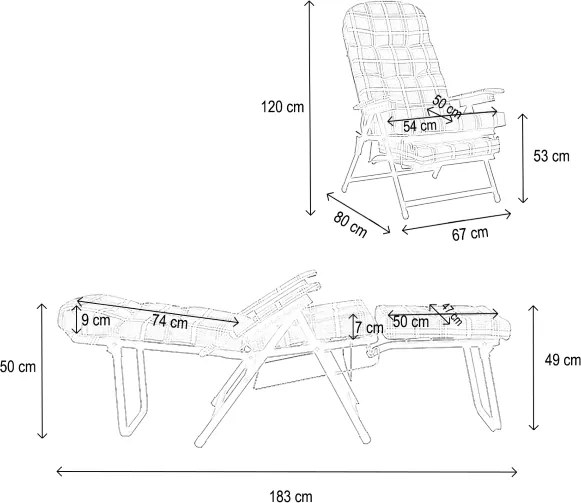 Poltrona sdraio metallo - prolunga con cuscino imbottito MARY Arancio