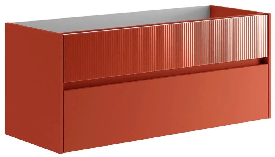 Mobile da bagno sospeso sotto lavabo L 119.5 x H 50 x P 45.5 cm rosso opaco, 2 cassetti Niwa