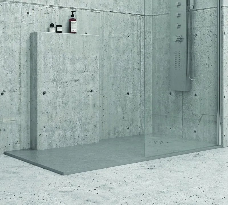 Piatto doccia 120x70 cm effetto pietra grigio cemento - KAMALU