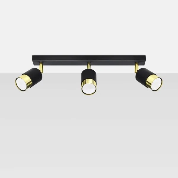 Sollux SL.1071 - Faretto NERO 3xGU10/40W/230V nero/oro