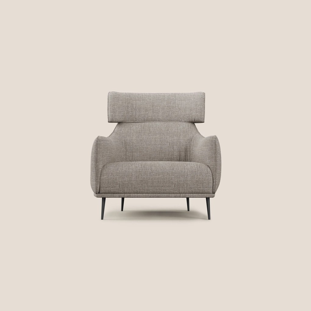 Zelda Poltroncina dal design moderno in morbido tessuto impermeabile T06 tortora