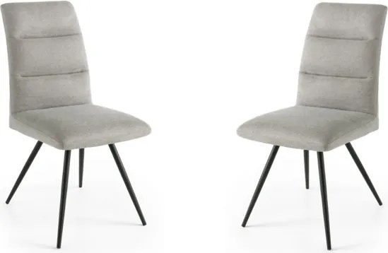 Sedia da cucina in tessuto Grigio Chiaro gambe metallo HILL set 2 pezzi