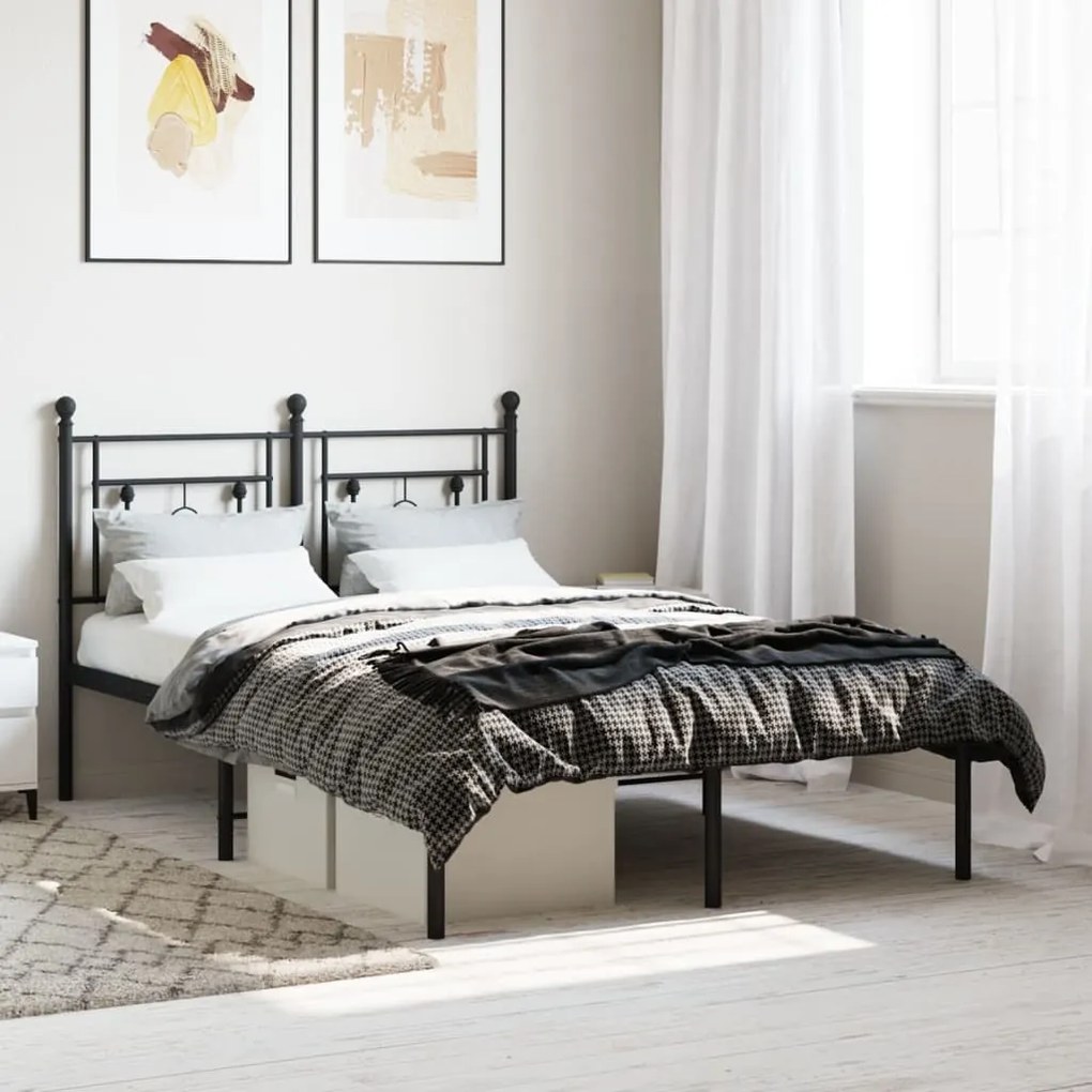 Giroletto Con Testiera İn Metallo Nero 120x190 Cm /