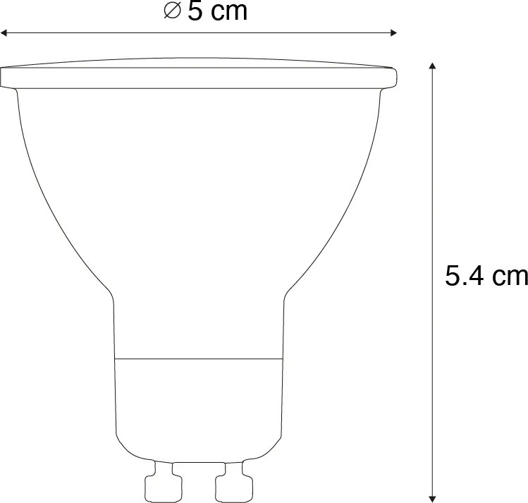 Set di 5 lampadine LED GU10 50mm trasparenti 4,5W 360 lm 2700K
