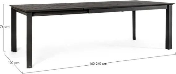 Tavolo Allungabile In Alluminio Per Esterni 100x160-240 Konnor Antracite Bizzotto