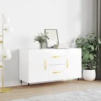 Credenza Bianco Lucido 100x36x60 cm in Legno Multistrato 828150