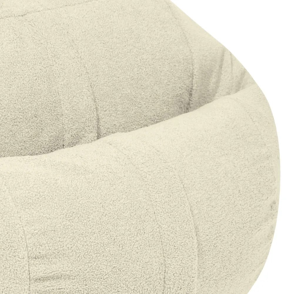 Pouf a sacco per bambini color crema con rivestimento in bouclé Roll 80 – SLOWDOWN