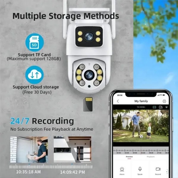 Immax NEO 07783L - Telecamera esterna smart DOUBLE 355° P/T 2x2MP IP65 Wi-Fi Tuy
