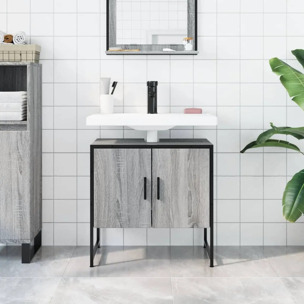 Mobile lavabo bagno grigio sonoma 60x33x60 cm legno multistrato