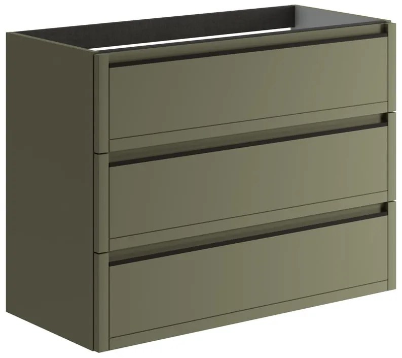 Mobile da bagno sotto lavabo TRATTO verde salvia opaco L 99.5 x H 78 x P 45.5 cm 3 cassetti, lavabo non incluso
